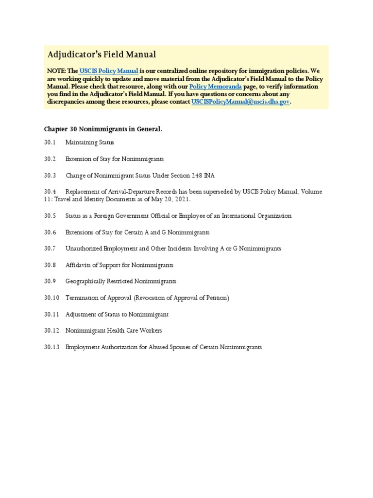 Adjudicator's Field Manual - United States Immigration & Citizenship | PDF