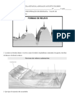 2 Trimestre - 1 Ano - Agrícola - Avaliação de Recuperação - Relevo e Formação Geoloógica