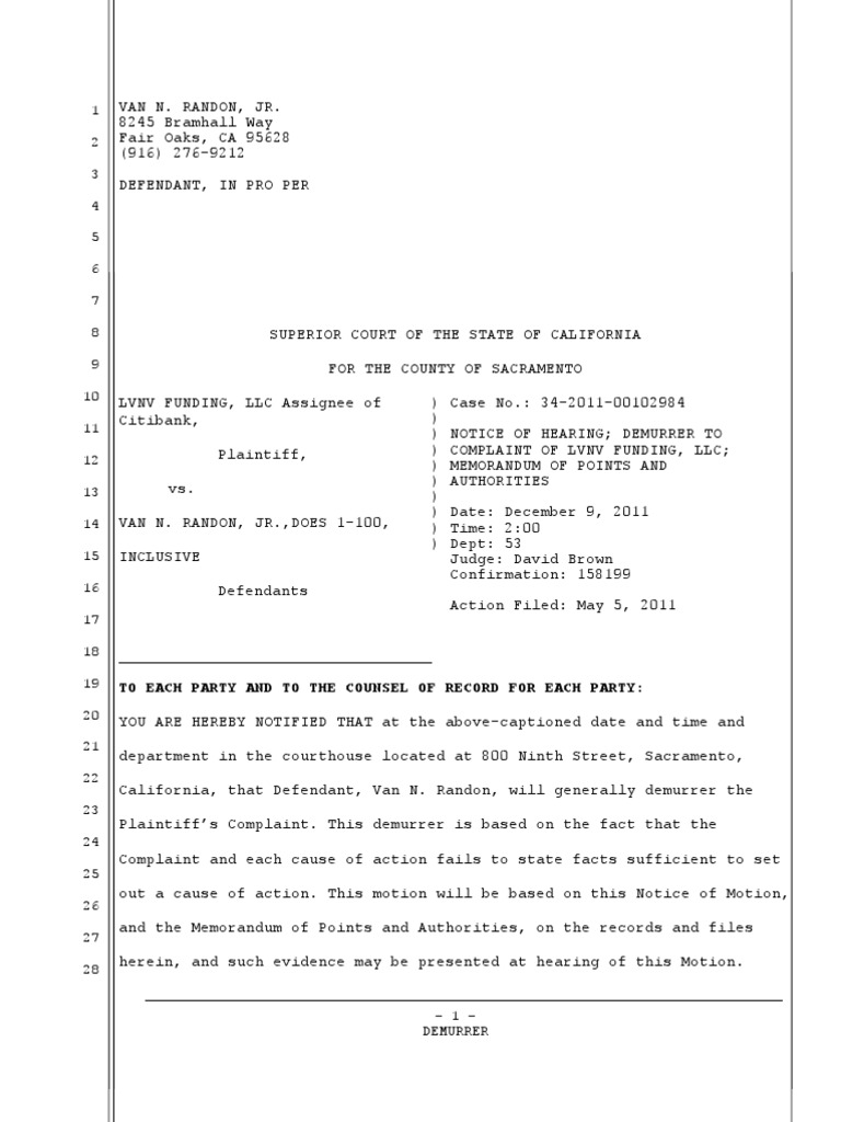 Demurrer 102984 | PDF | Demurrer | Pleading