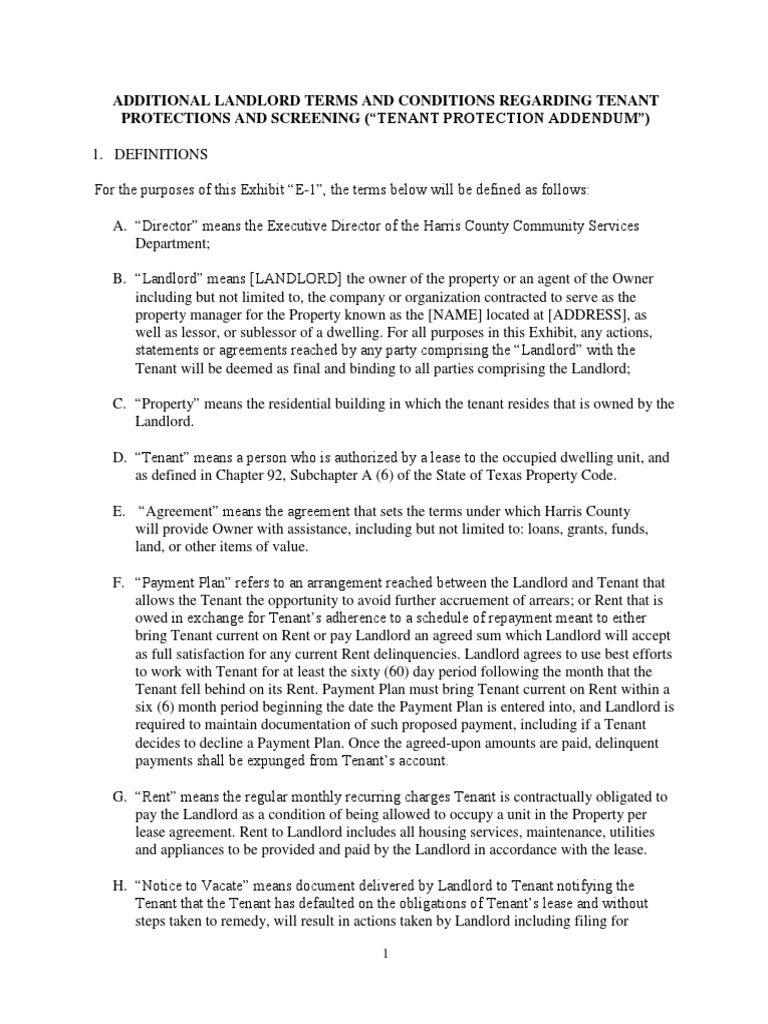 Harris County Tenant Protections Policy | PDF | Leasehold Estate | Lease