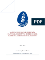 La Exclusión Social en España. Factores, Colectivos en Riesgo y El Papel de Los Bancos de Alimentos.