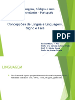 Concepção de língua e linguagem, signo e fala.