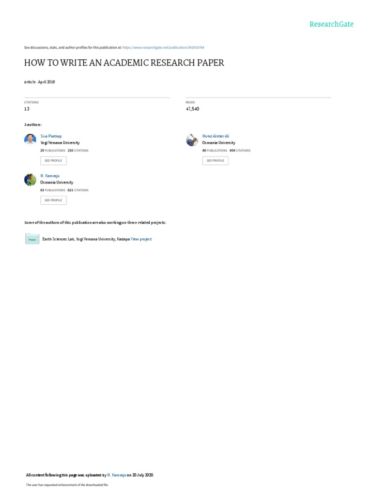 How To Write An Academic Research Paper | PDF | Academic Publishing