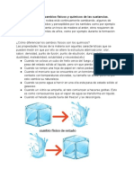 Propiedades, Cambios Físicos y Químicos de Las Sustancias