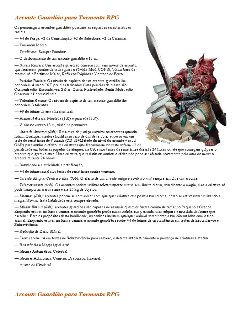 Arconte Guardião em Tormenta RPG | PDF | Cães