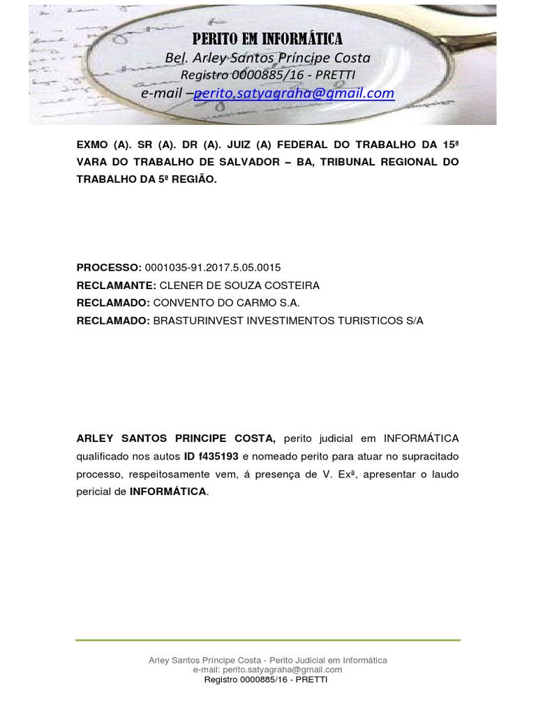 Laudo Pericial de Informática Judicial | PDF | Dados | Armazenamento de ...