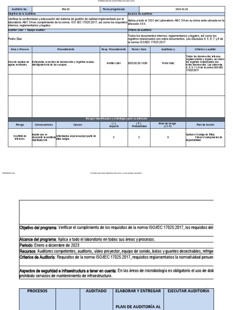 Programa de Auditoría ISO 17025:2017 | PDF | Auditoría | Contralor