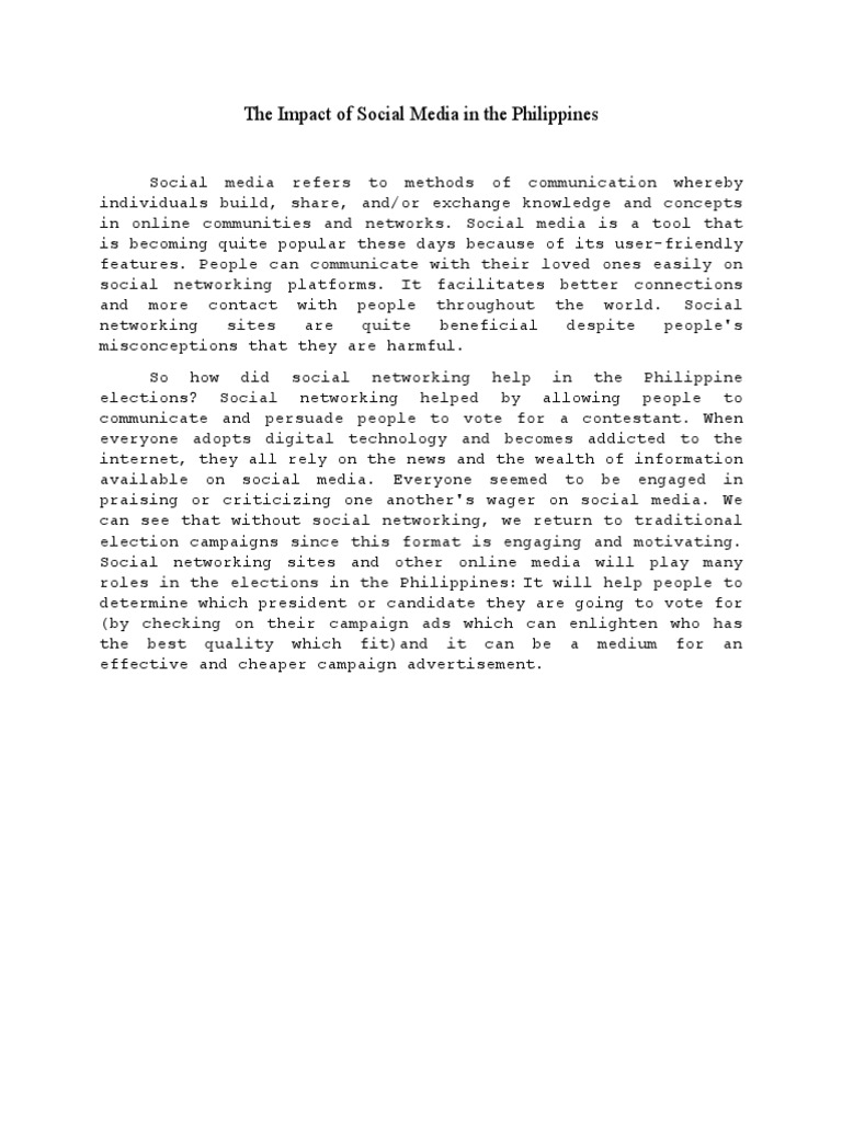 The Impact of Social Media in The Philippines | PDF