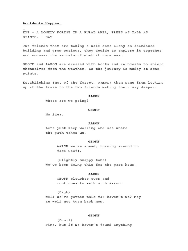 Accidents Happen Script PDF