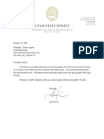 Sen. Gene Davis Letter of Resignation