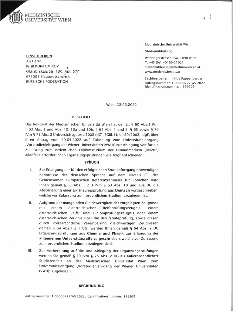 Bescheid PDF