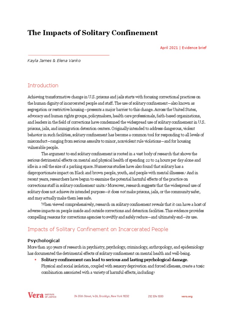 The Impacts of Solitary Confinement | PDF | Solitary Confinement | Prison