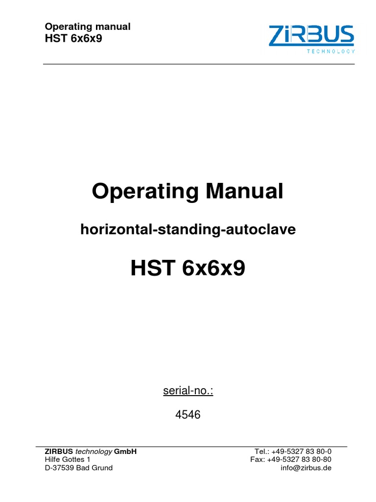 HST 6x6x9 Autoclave Operating Manual | PDF | Sterilization ...