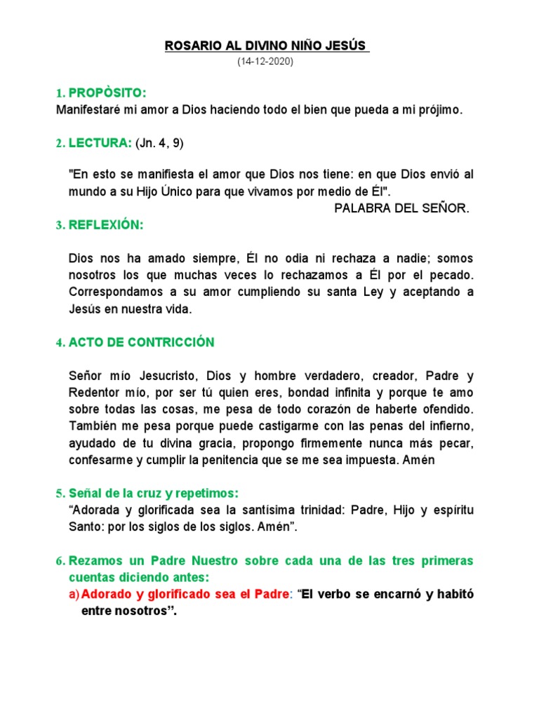 Rosario al Divino Niño Jesús | PDF | María, madre de Jesús | orador del ...
