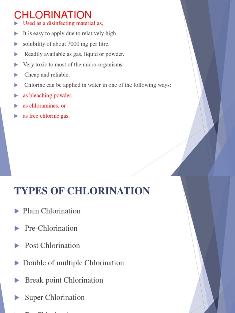Chlorination PDF Water Purification Chlorine