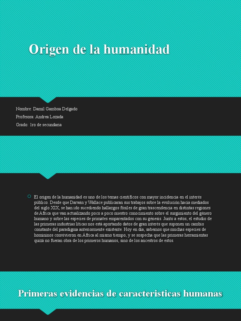 Origen de la humanidad y sus características | PDF | Ciencias sociales ...