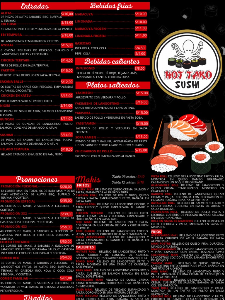 Menú de Sushi y Makis Variados | PDF | Alimentos | Cocina occidental