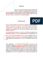 Hipotesis y Justificaciones Ssugerencias de Corrección.