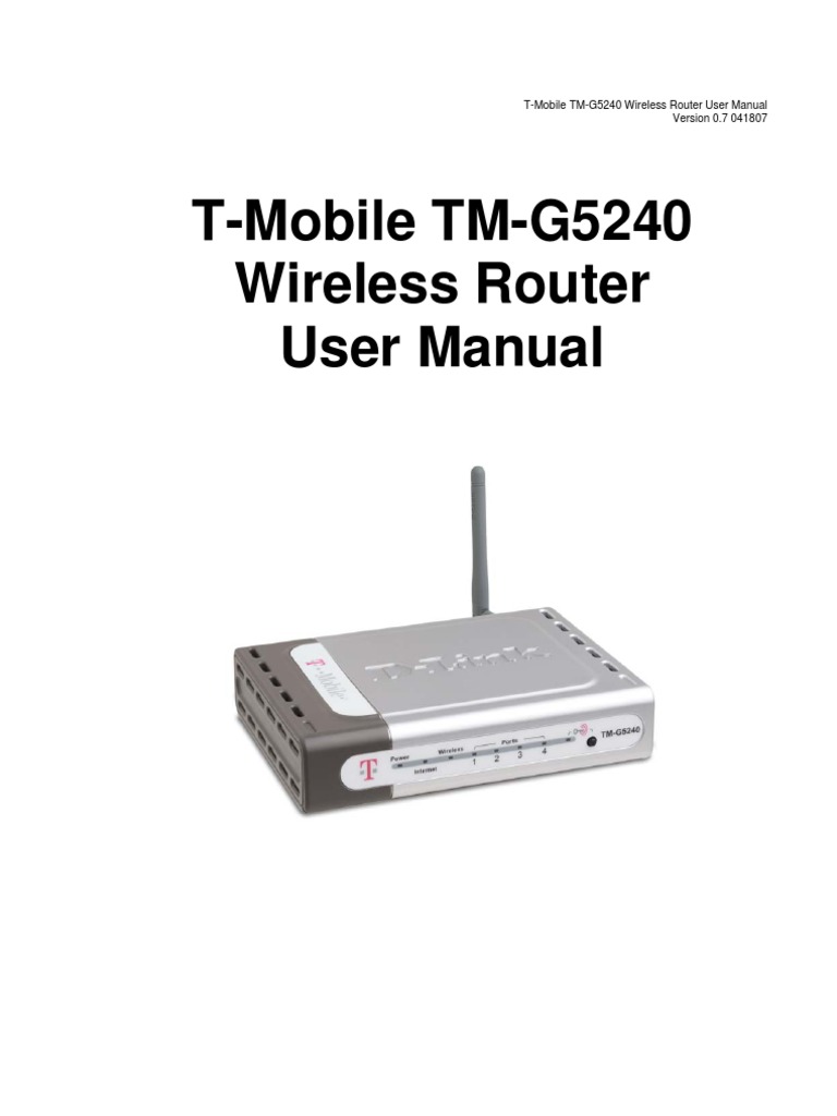 D-Link T-Mobile TM-G5240 Wireless Router User Manual | Ip Address |  Wireless Lan