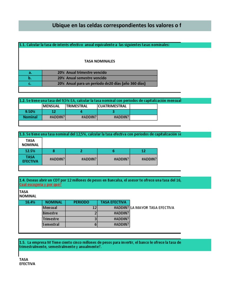 Tarea 2 - Tasas - de - Interes y Valor Del Dinero en El Tiempo | PDF ...