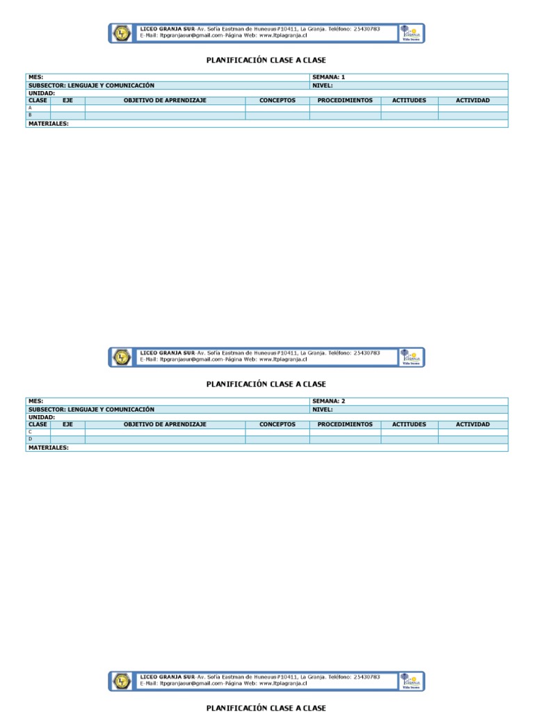 Formato Planificación Clase A Clase 3° Medio Definitiva | PDF ...