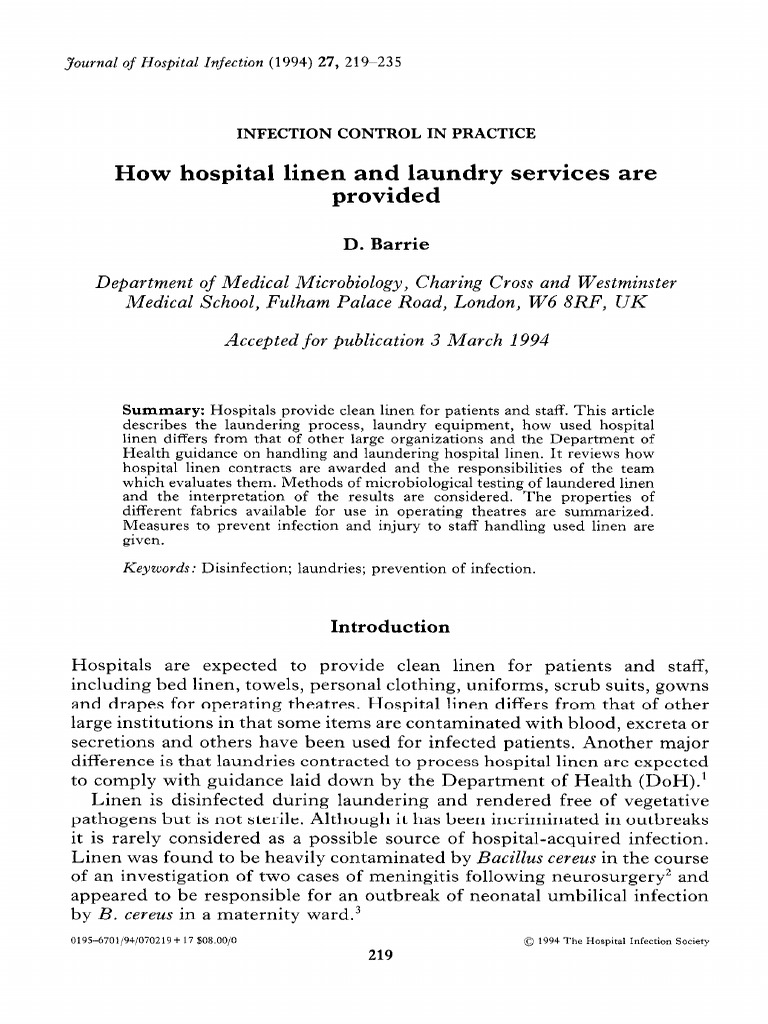 Hospital Linen and Laundry PDF Washing Machine Surgery