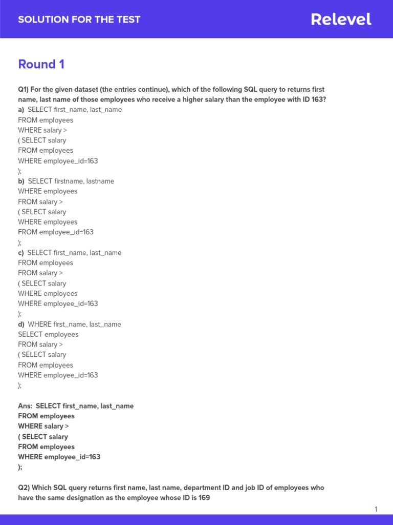 SQL Query Solutions and Explanations | PDF | Computing | Data Management