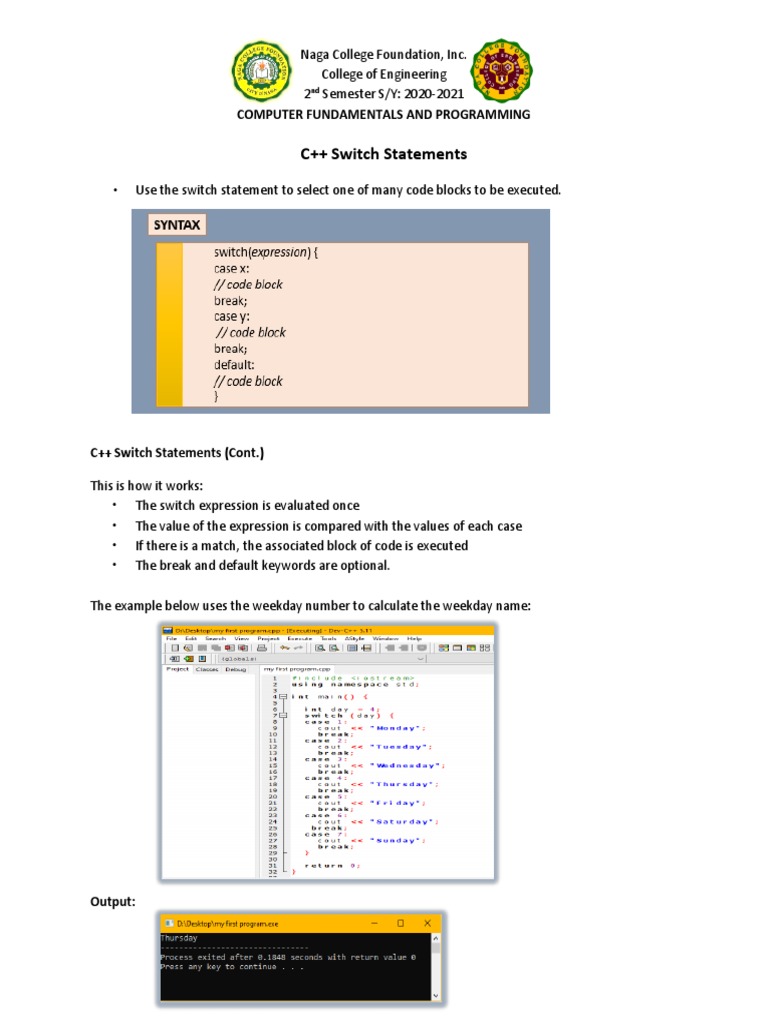 C - Switch Statements | PDF | Control Flow | C++