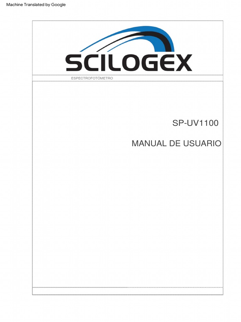 Scilogex SPUV1100 Spectrophotometer Manual PDF Fusible (Eléctrico