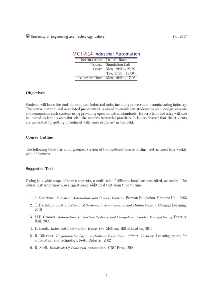 Industrial Automation Course Overview | PDF | Programmable Logic ...
