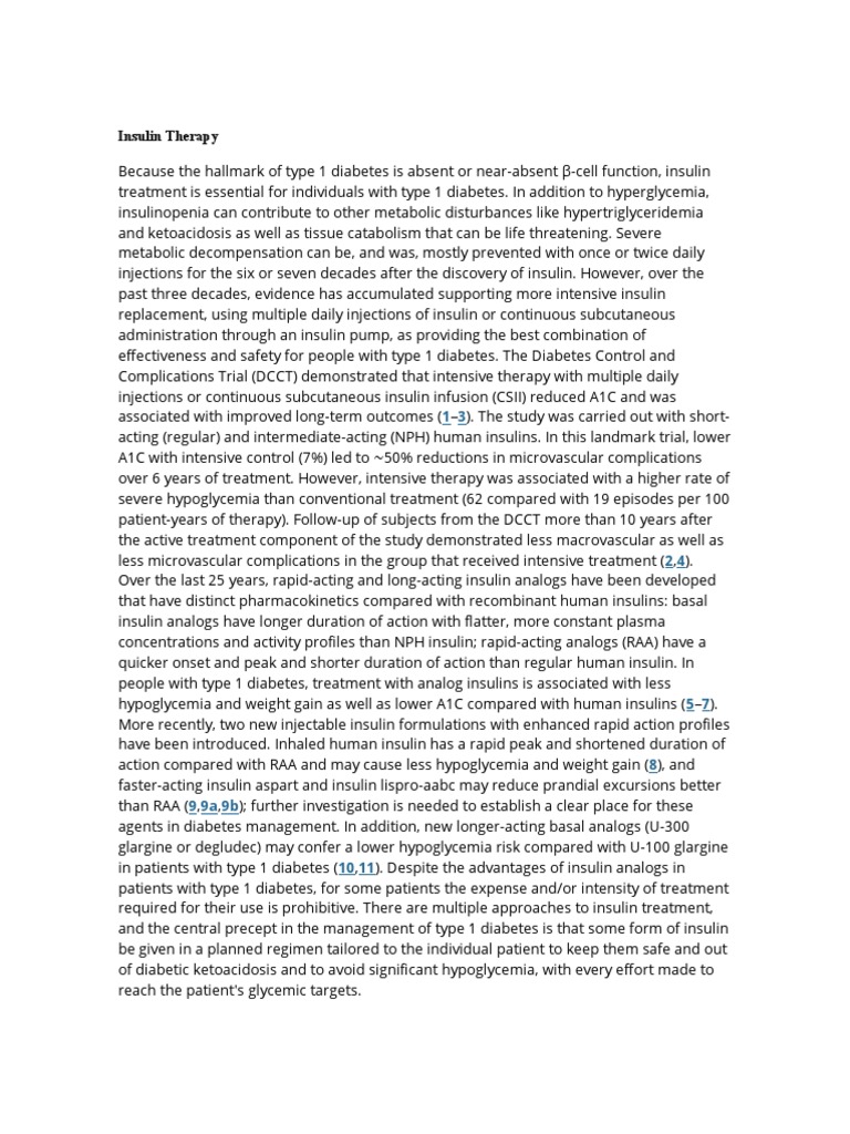 Insulin Therapy Pdf Diabetes Management Insulin
