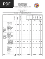 Table of Specification S.Y. 2022 2023