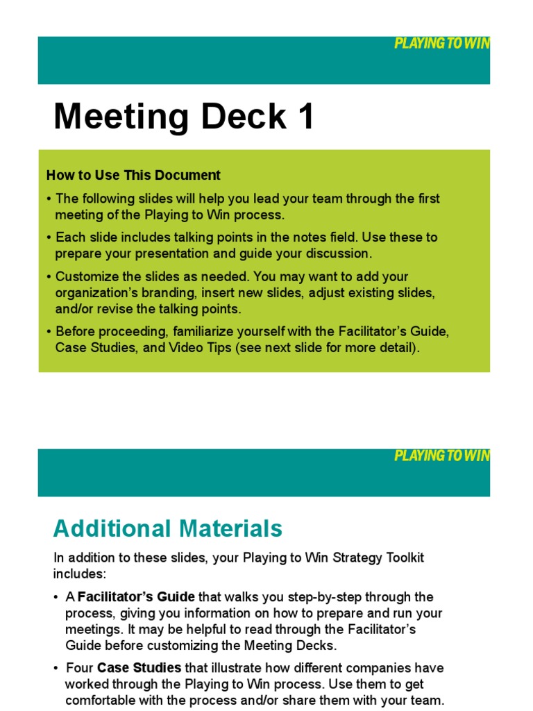 Play To Win Meeting Deck | PDF | Copyright | Brand