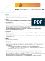 HR Performance Improvement Policy and Procedure