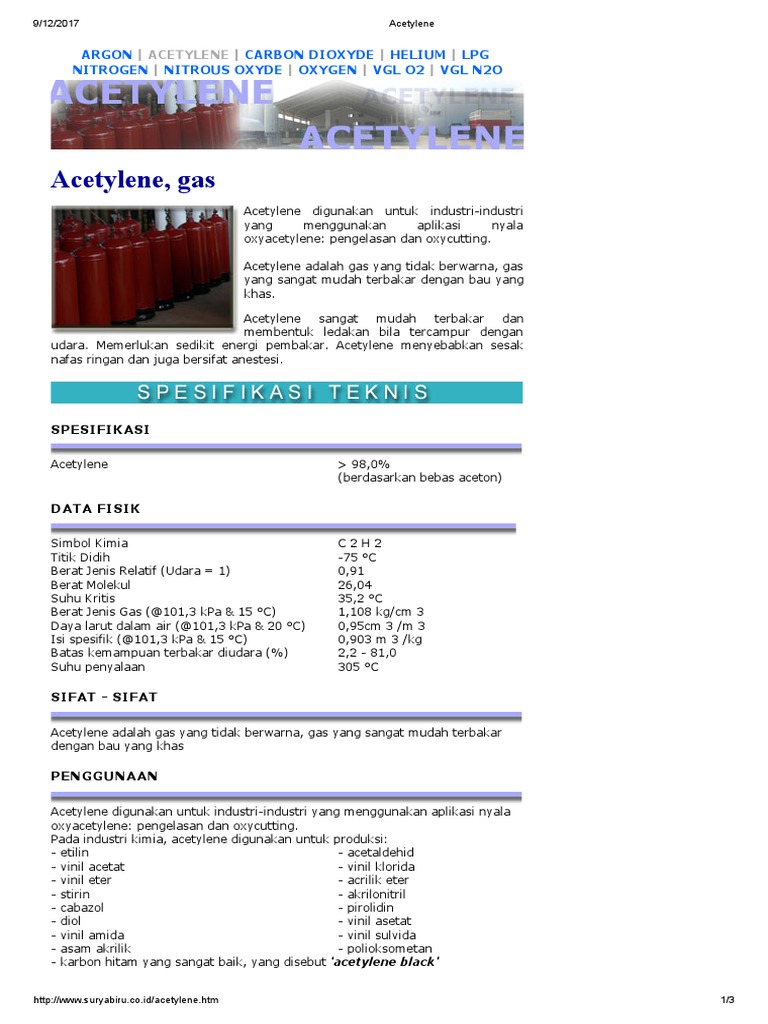 MSDS Acetylene dan Keamanannya | PDF