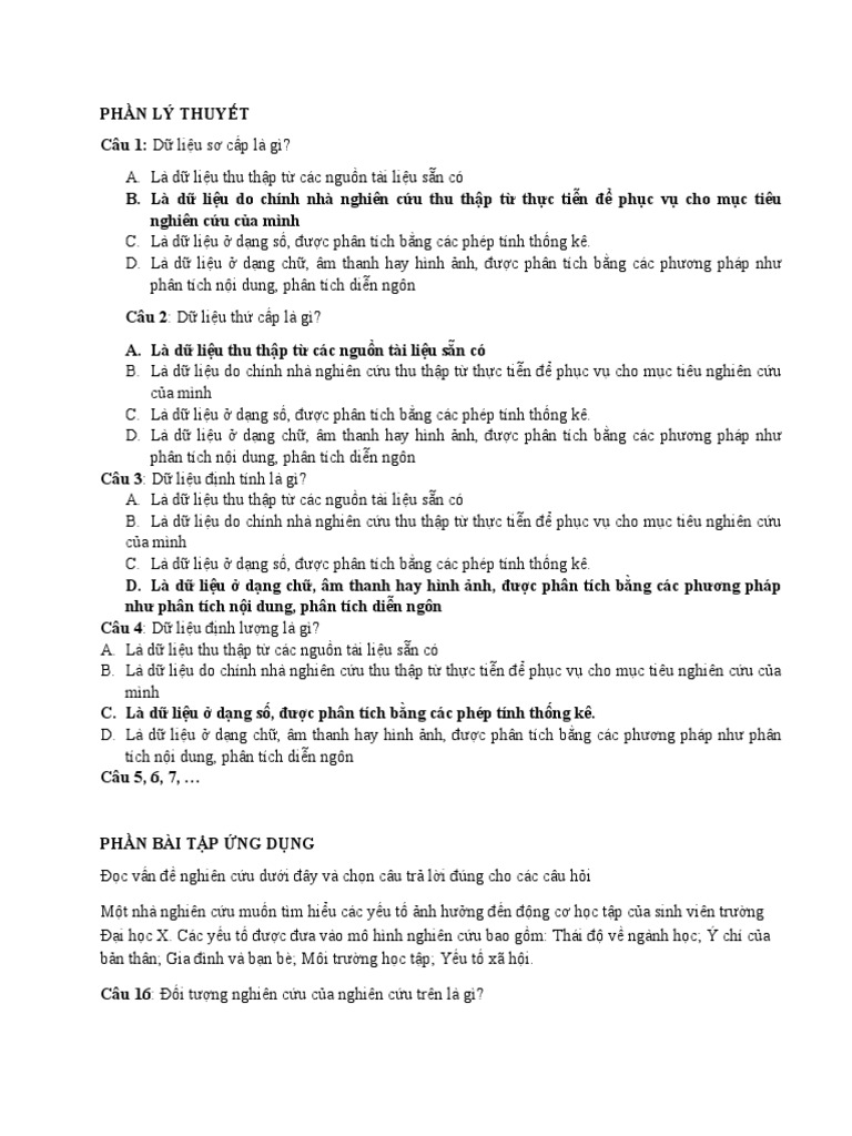 Bai Tap Trac Nghiem PPL 1 | PDF