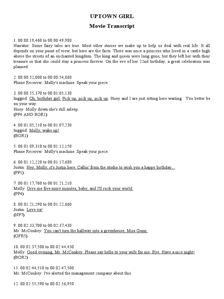 Uptown Girl Movie Transcript | PDF | Home & Garden