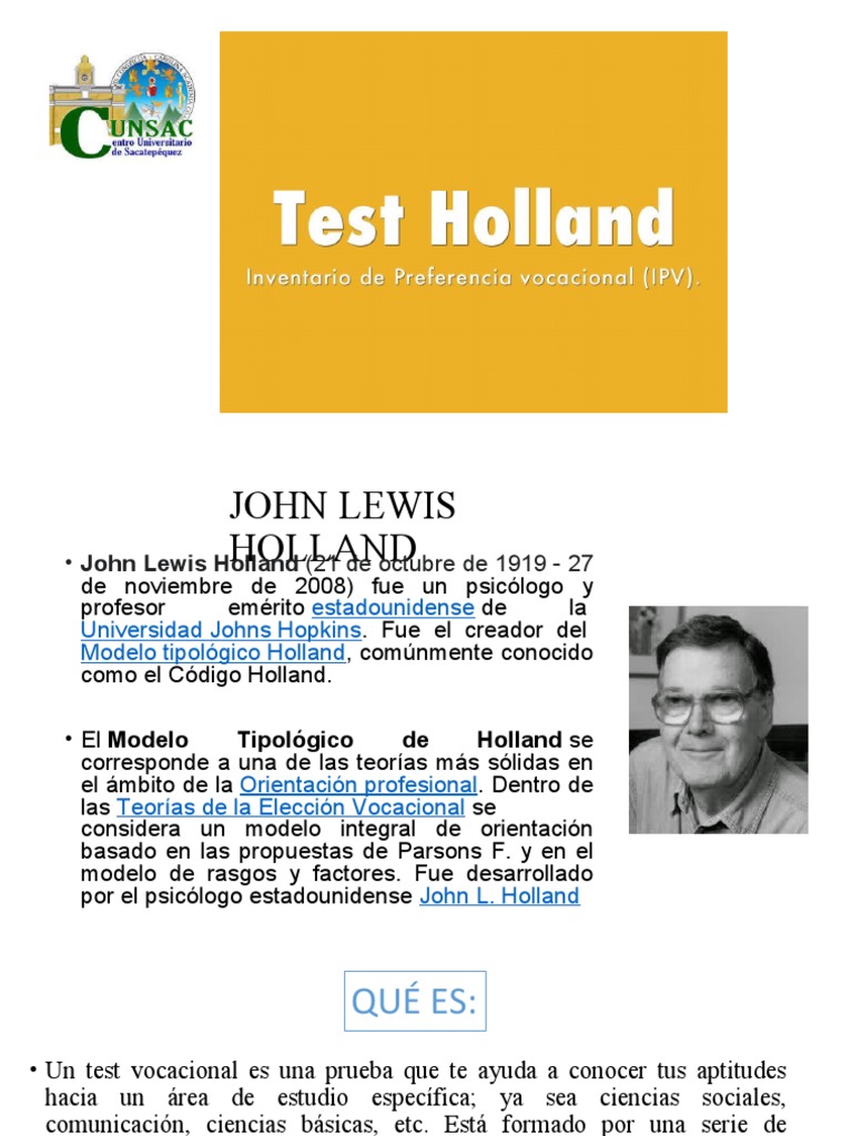 Test de Holland | PDF | Conceptos psicologicos | Cognición