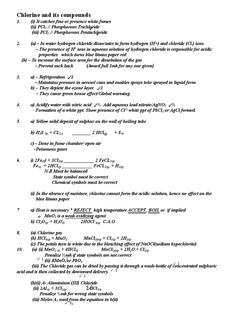 Chlorine and Its Compounds Overview | PDF | Chlorine | Acid