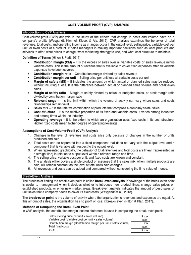 CVP Analysis With Notes | Download Free PDF | Financial Accounting ...