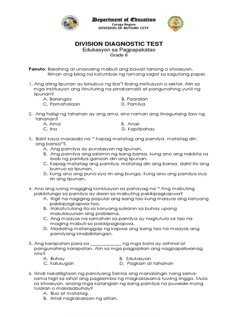 DA in EsP Grade 8 PDF
