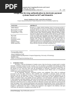 Design and Develop Authentication in Electronic Payment Systems Based On IoT and Biometric