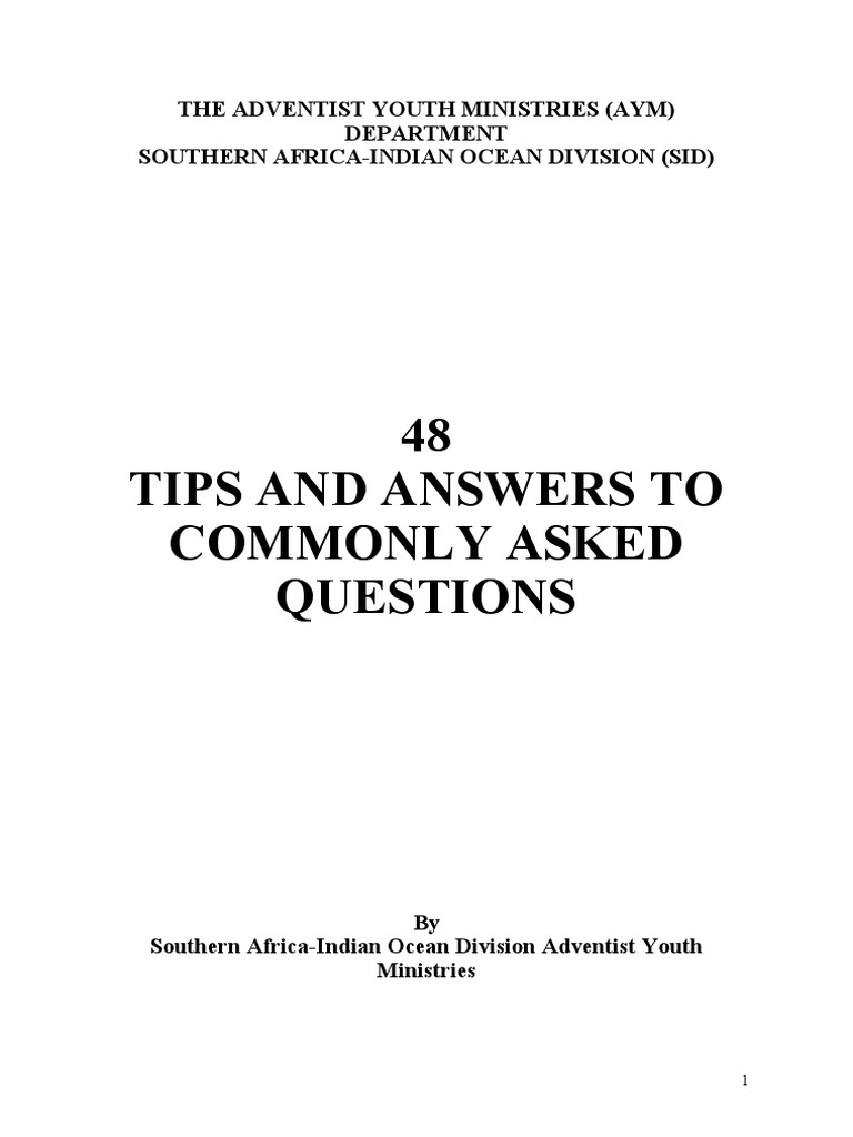 Commonly Asked Questions PDF Seventh Day Adventist Church