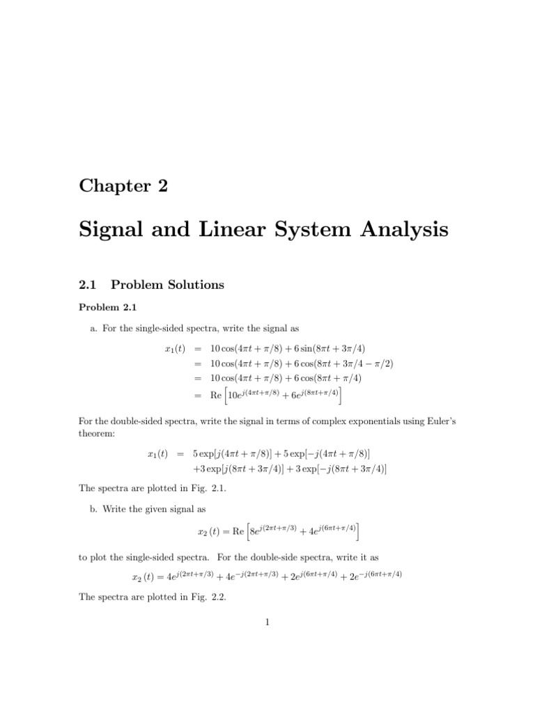 Signal and Linear System Analysis 2.1 Problem Solutions PDF Phase