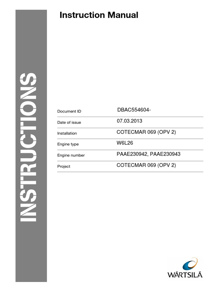 Manual de Instrucciones MP Warsila 6l26 Arc 07 de Agosto | PDF