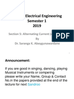 EE1012 Electrical Engineering Semester 1 2019 Section 5 AC Theory Impedance Admittance Circuits