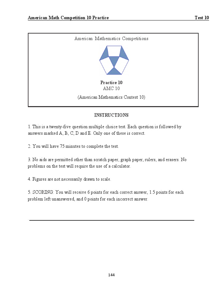 Amc 10 Test 10 Pands PDF Triangle Numbers