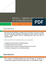 Week 2 Origin and Nature of Entrepreneurship