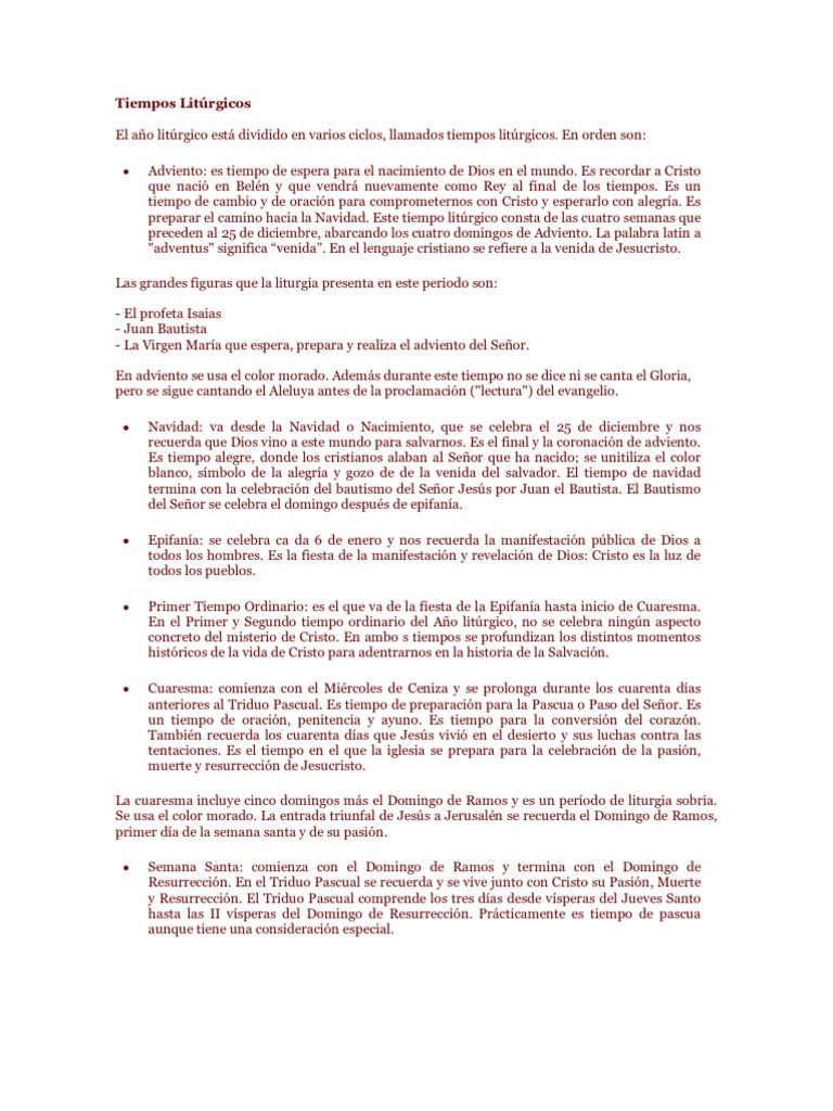 Colores Litúrgicos de Cuaresma y Semana Santa | PDF | Año litúrgico ...