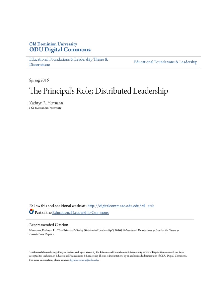 Principal's Role in Distributed Leadership | PDF | Leadership ...